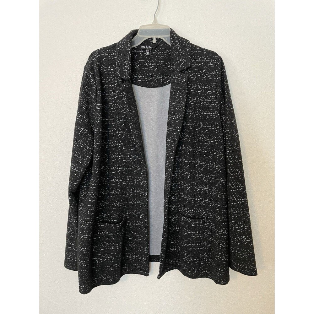 Ulla Popken Cardigan Jacket 16/18 Black Open Front Relaxed